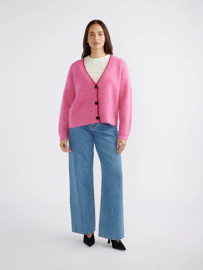 NOAH KNIT CARDIGAN - Pink Punch