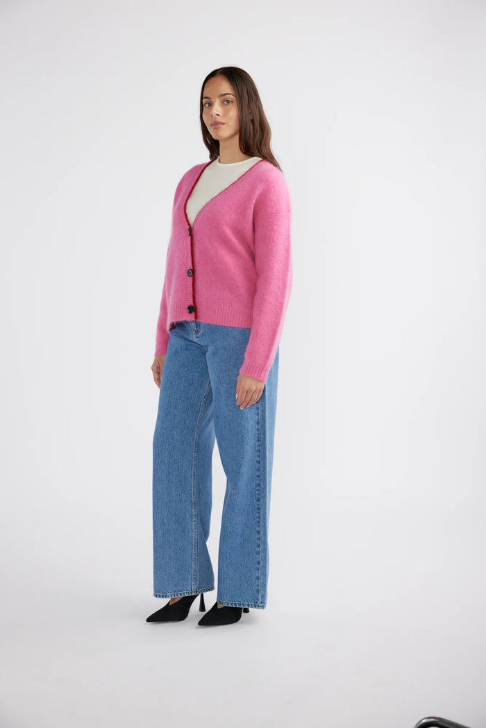 NOAH KNIT CARDIGAN - Pink Punch