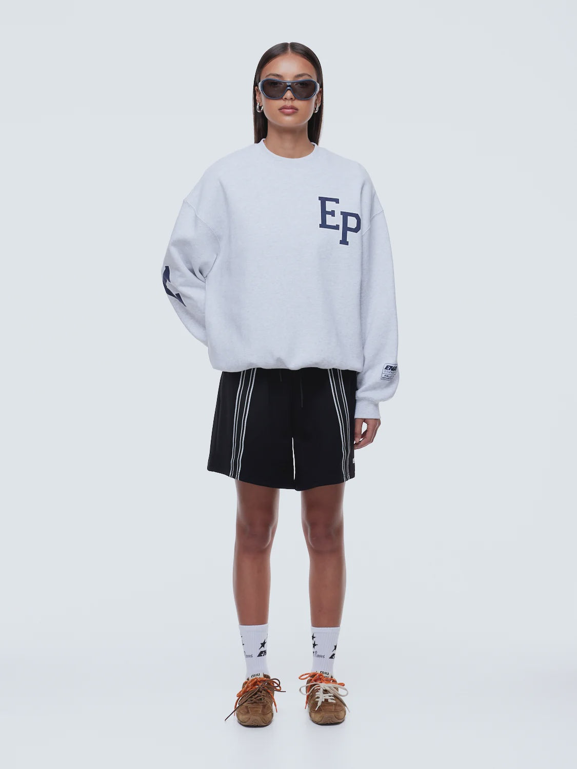 Mila Oversized Sweater White Marle Sport