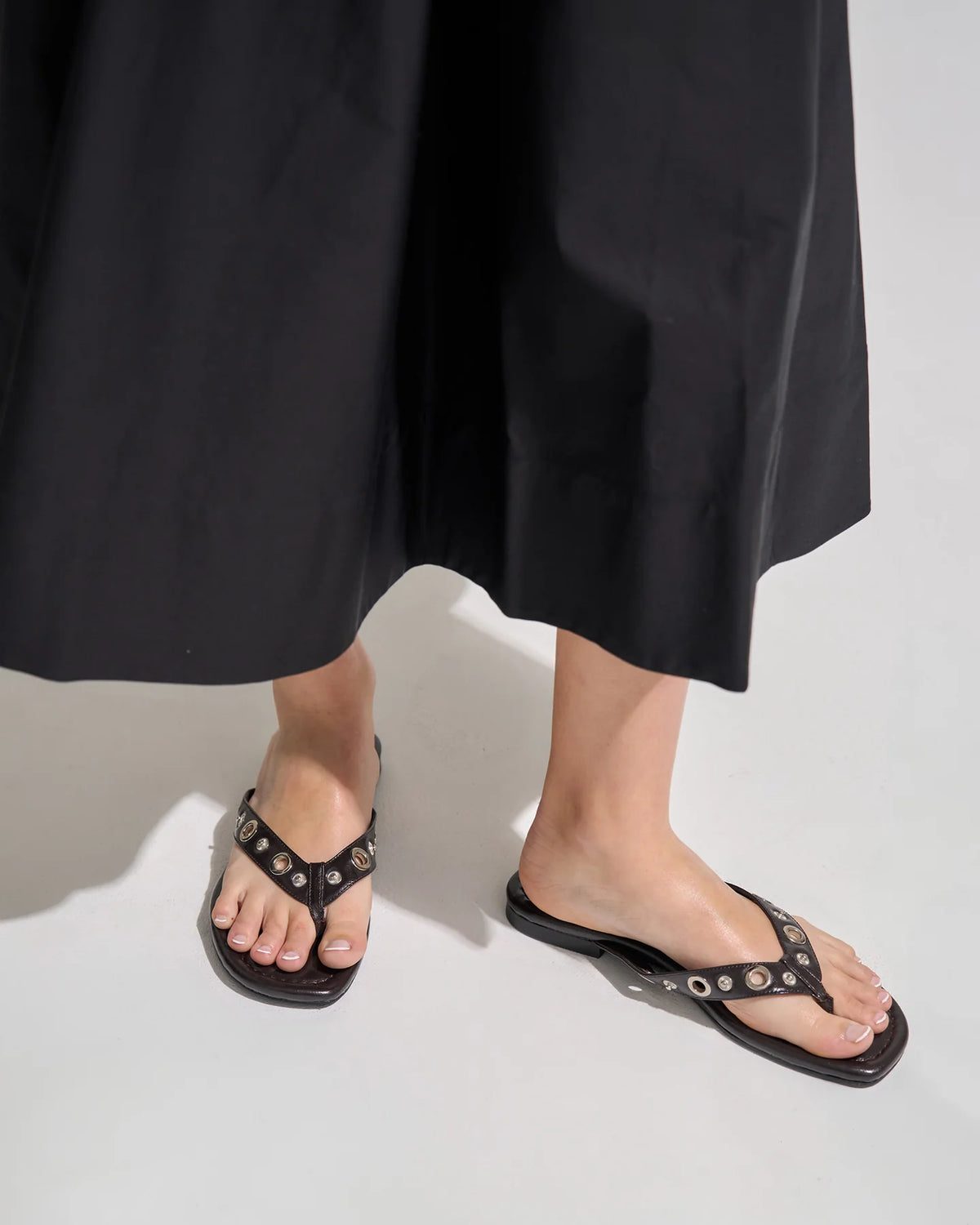 Eyelet Sandal - Burnt Coffee