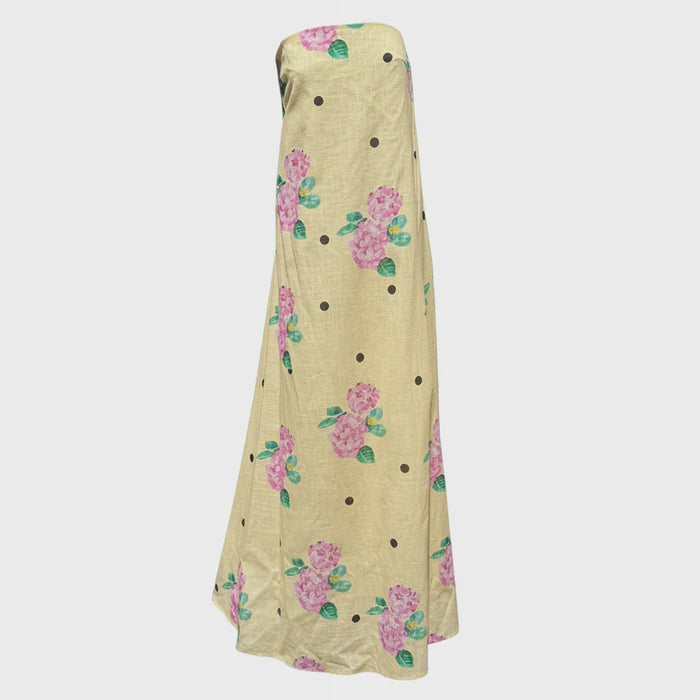 Yellow Polka Hydrangea Maxi Dress