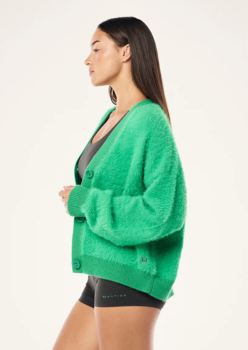 GREENPOINT KNIT CARDI - KELLY GREEN