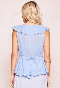 Fleur Frill Sleeveless Blouse - Lagoon Purple
