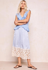 Viola Lace Trim Midi Skirt - Lagoon Purple