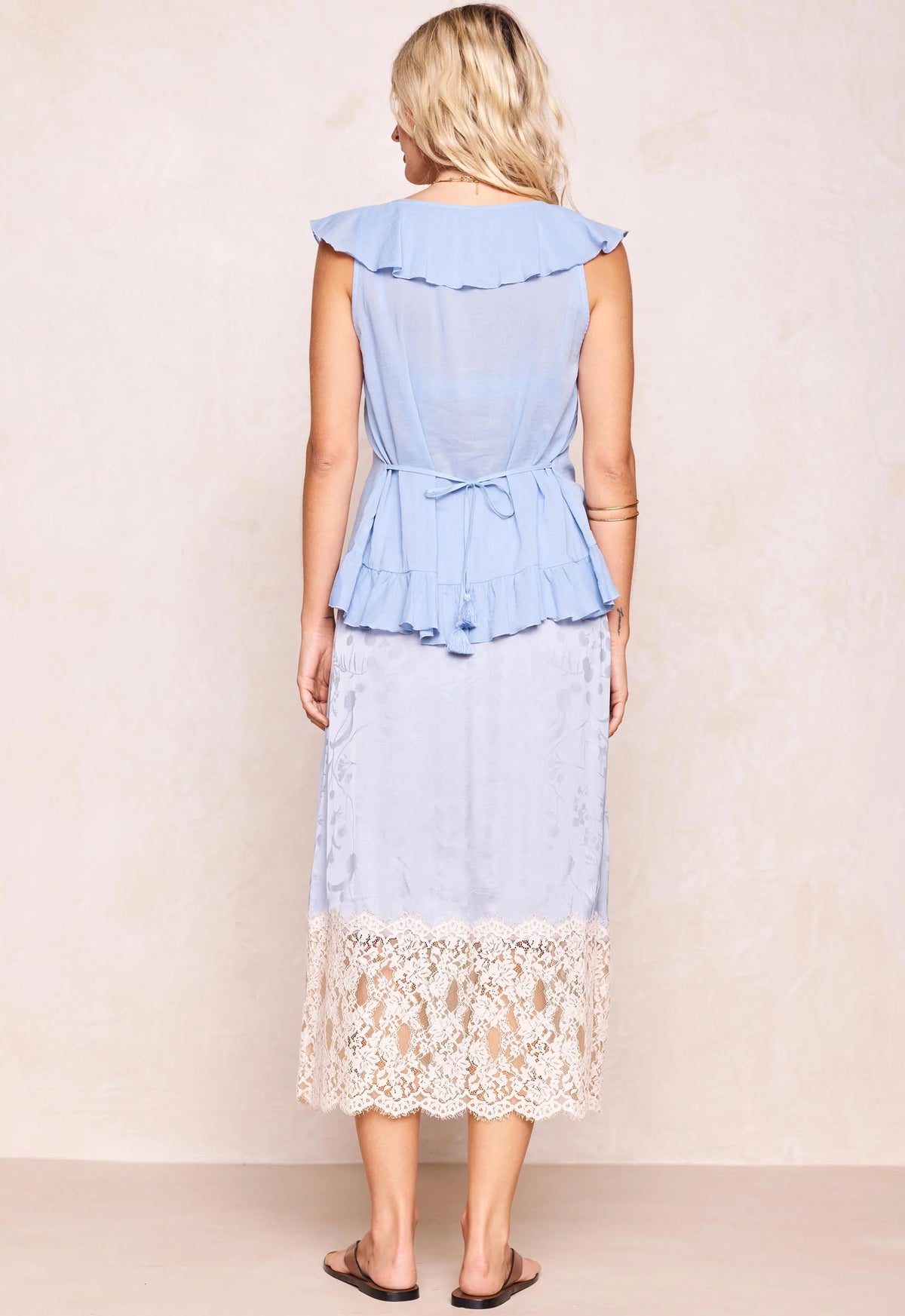 Viola Lace Trim Midi Skirt - Lagoon Purple