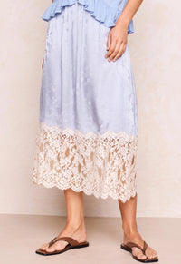 Viola Lace Trim Midi Skirt - Lagoon Purple