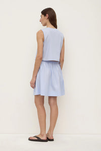 Havana Stripe Poplin Tie Front Top - Blue/White Stripe