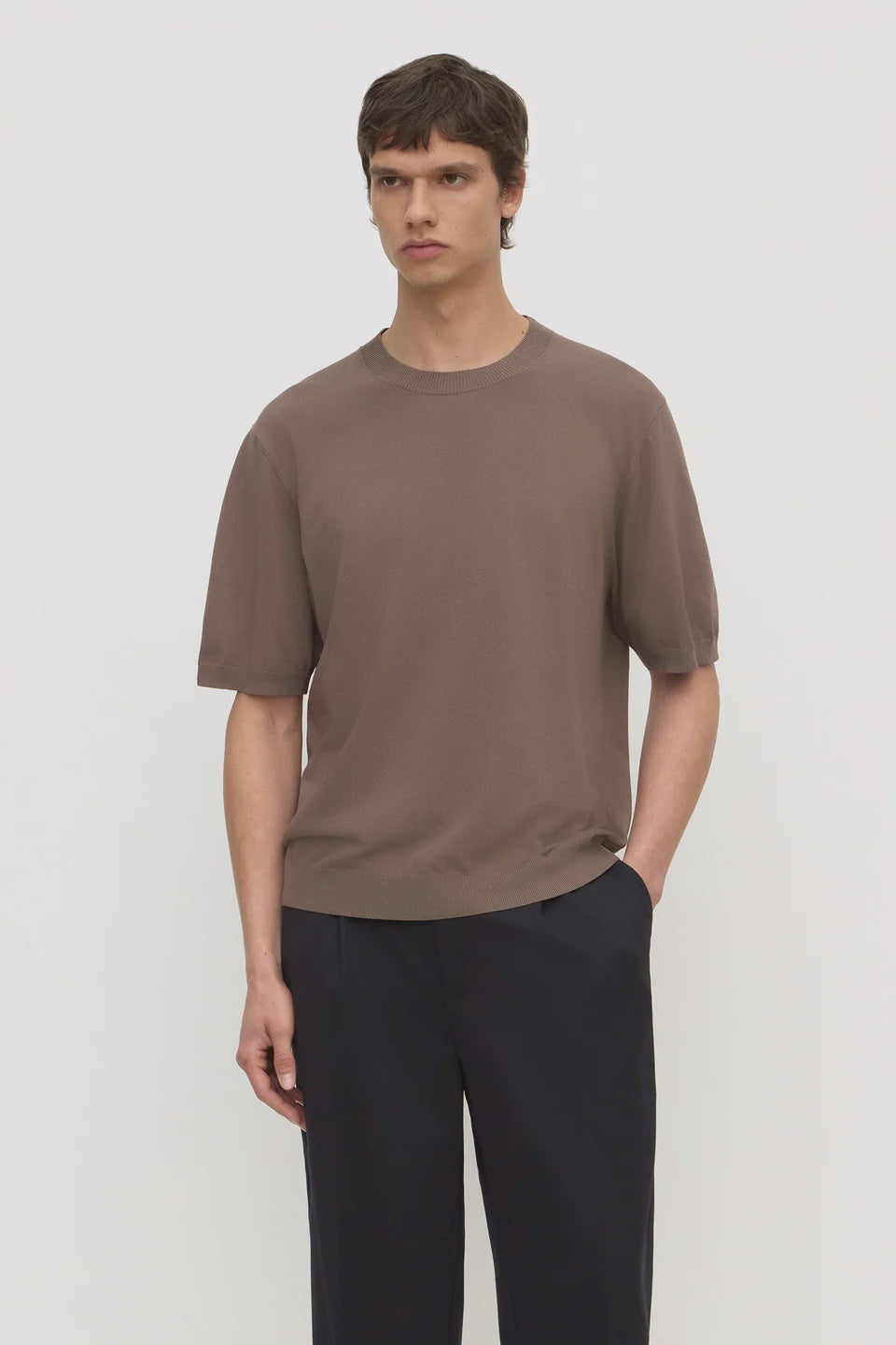 Hugh Knit Tee Dark Sand