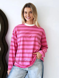 Pink/Red/Green Stripe - Jersey Top