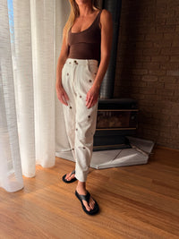 Cream/Chocolate Polka Dot Barrel Denim Jean