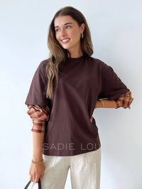Chocolate/Burgundy Stripe Shirt Sleeve Tee