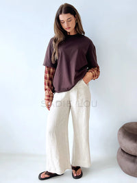 Chocolate/Burgundy Stripe Shirt Sleeve Tee