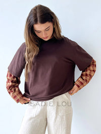 Chocolate/Burgundy Stripe Shirt Sleeve Tee