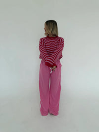 Isabel Knit Pullover - Pink/Red Stripe