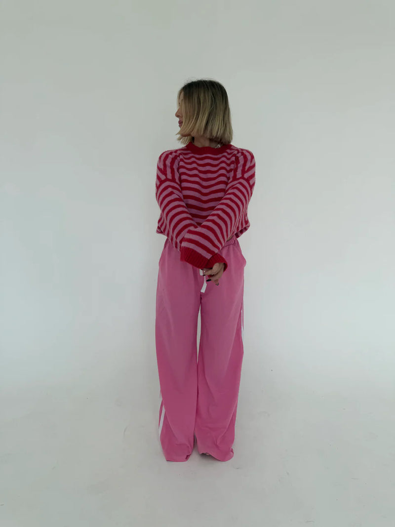 Isabel Knit Pullover - Pink/Red Stripe