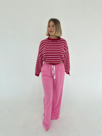 Isabel Knit Pullover - Pink/Red Stripe