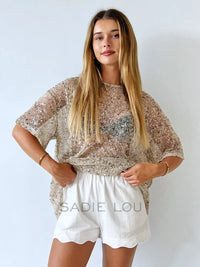 Sequins Knit Oversized Tee