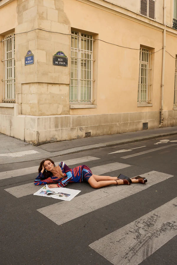 AMIE LS MINI DRESS - BORDEAUX