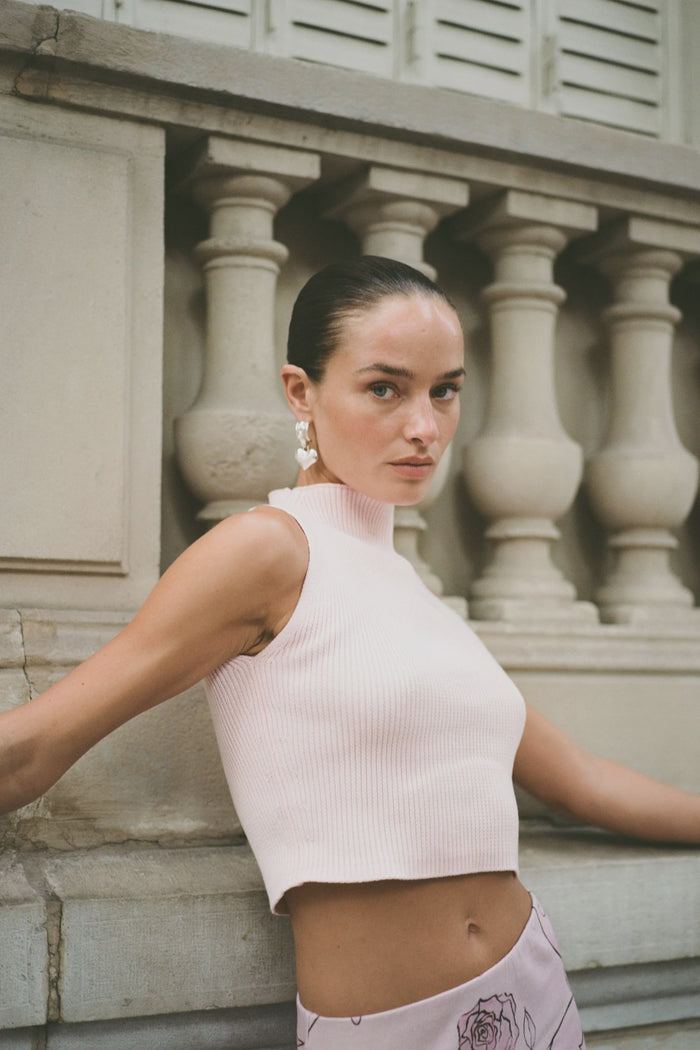 Knit High Neck Tank - Dusty Rose