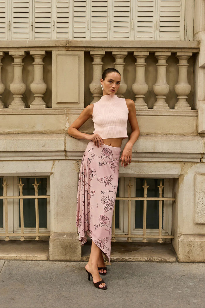 Knit High Neck Tank - Dusty Rose