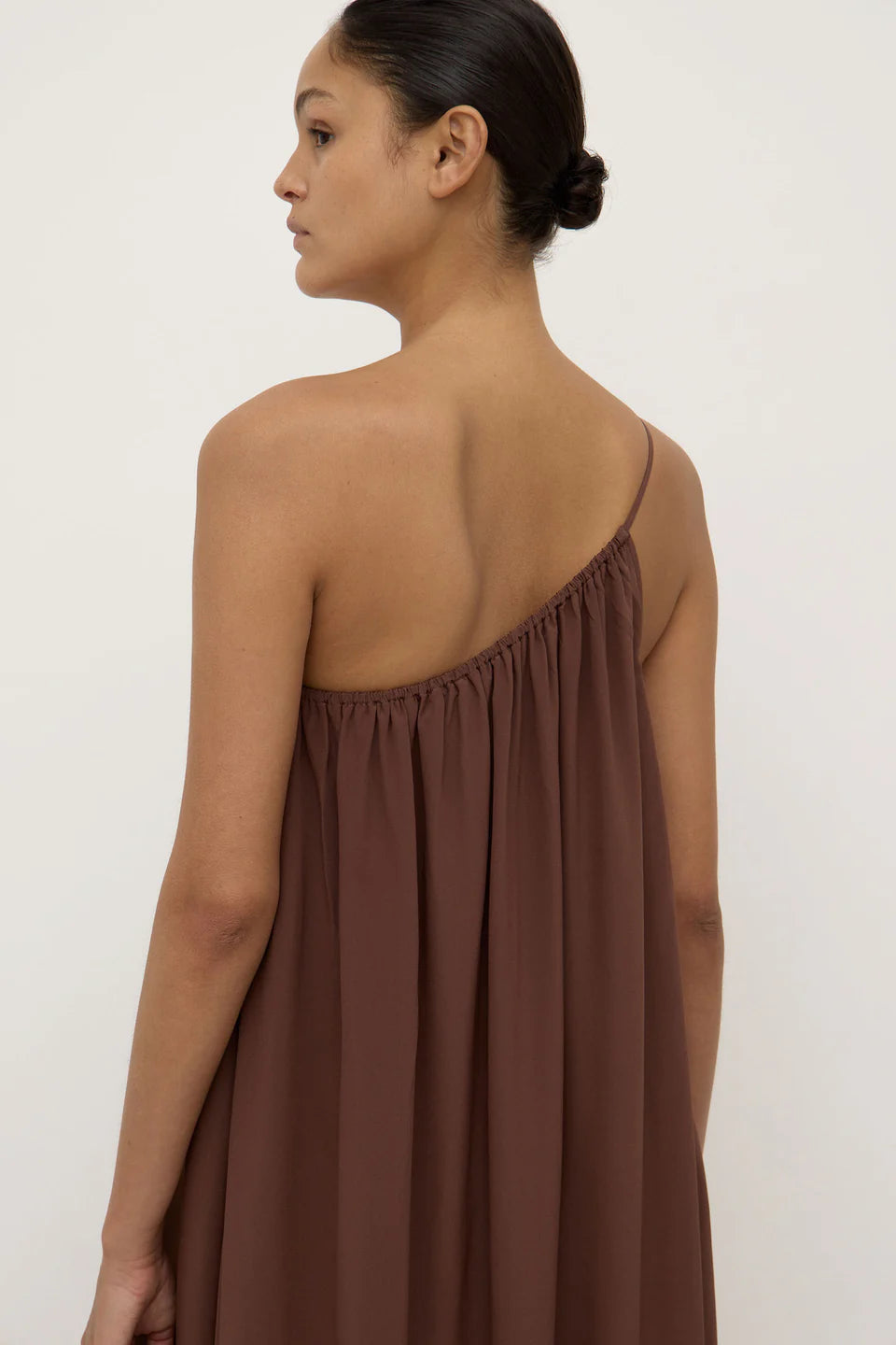 Mila Asymmetrical Maxi Dress Espresso