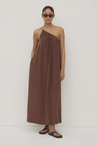 Mila Asymmetrical Maxi Dress Espresso