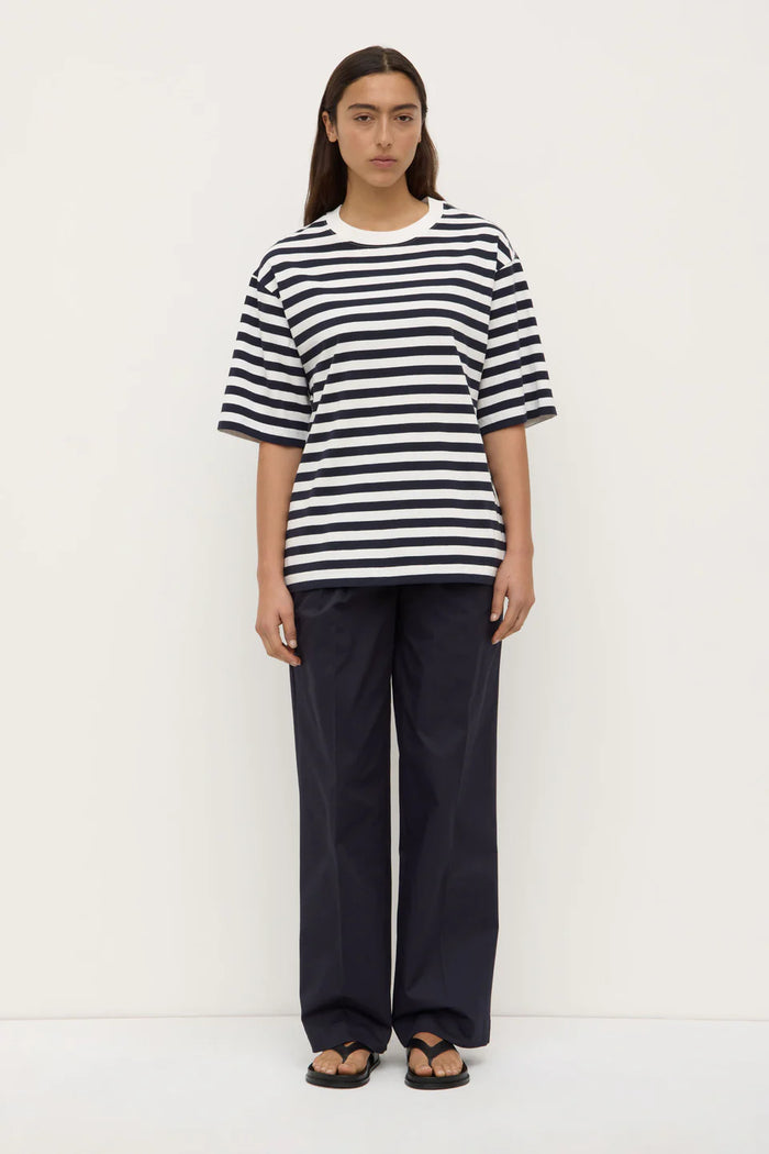 Monte Stripe Cotton Short Sleeve Tee - True Navy/White Stripe