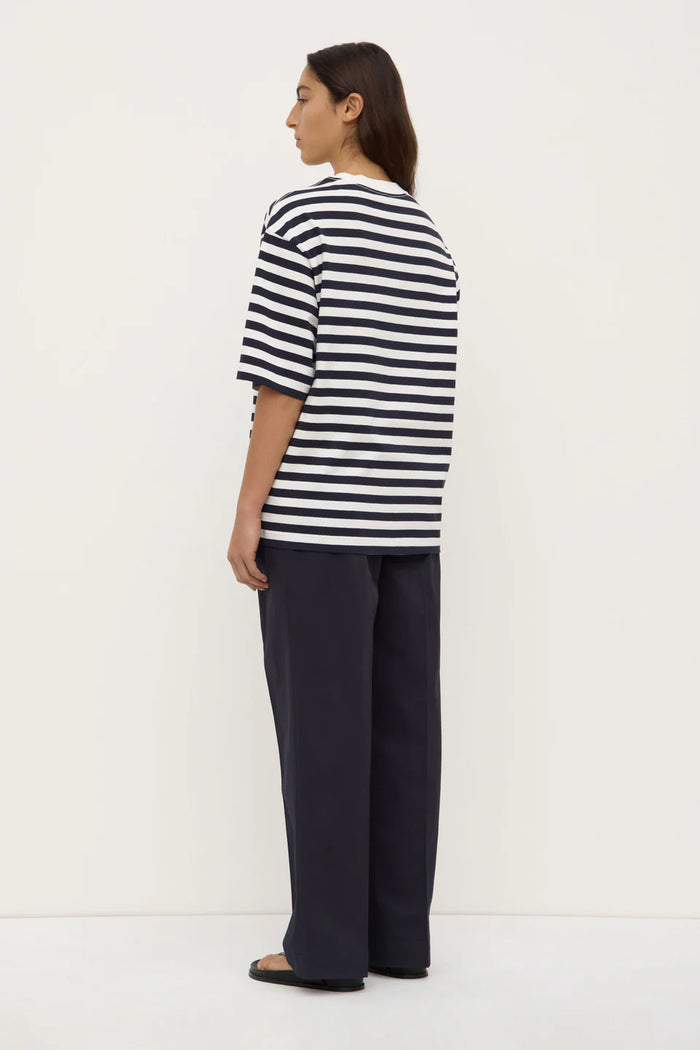 Monte Stripe Cotton Short Sleeve Tee - True Navy/White Stripe