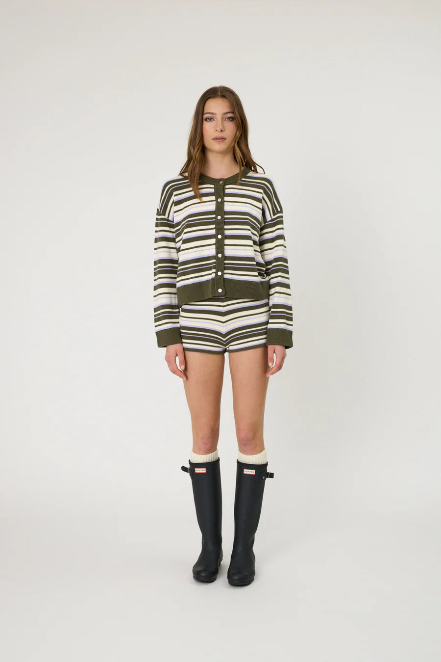 BOWIE CARDIGAN - OLIVE STRIPE