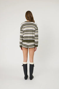 BOWIE CARDIGAN - OLIVE STRIPE