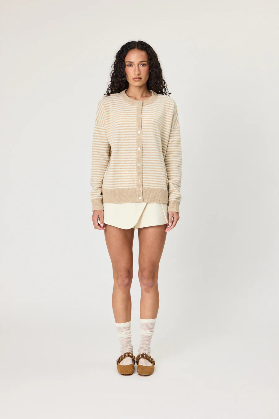 TALI CARDIGAN - LATTE STRIPE