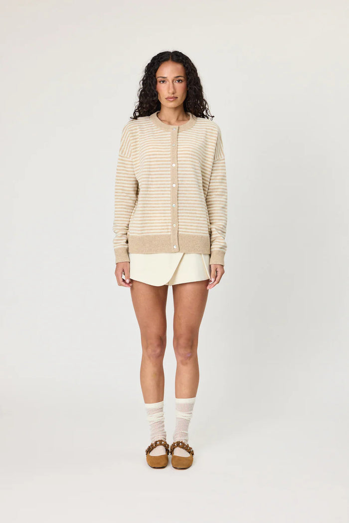 TALI CARDIGAN - LATTE STRIPE