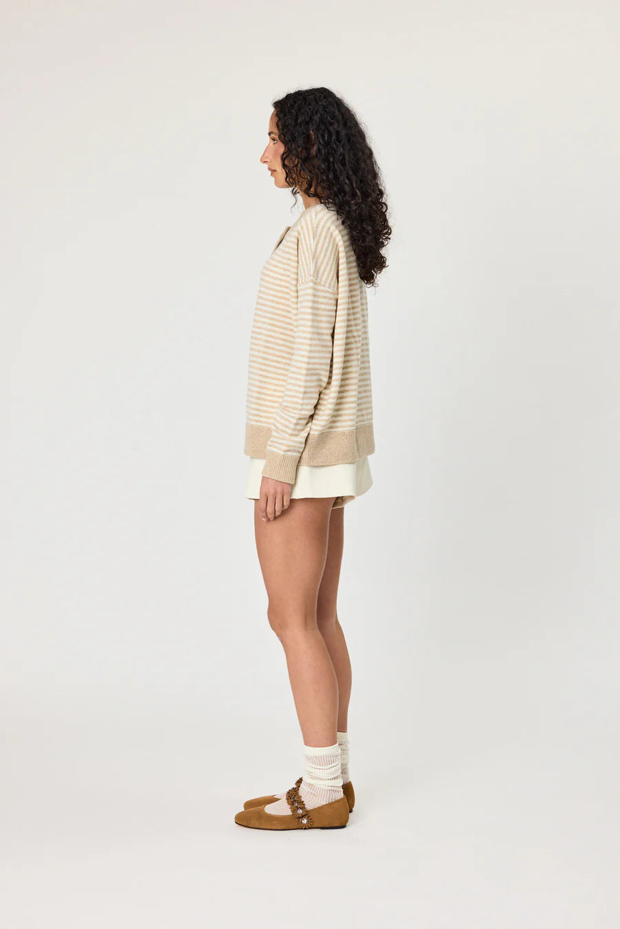 TALI CARDIGAN - LATTE STRIPE