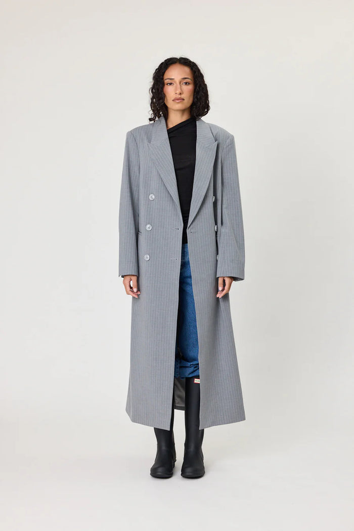 PORTER COAT - GREY STRIPE