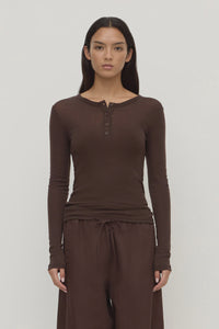 Nora Merino Wool Henley Ganache