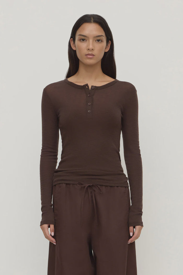 Nora Merino Wool Henley Ganache