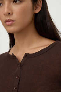 Nora Merino Wool Henley Ganache