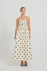 Dottie Strapless Midi - Cream/Black