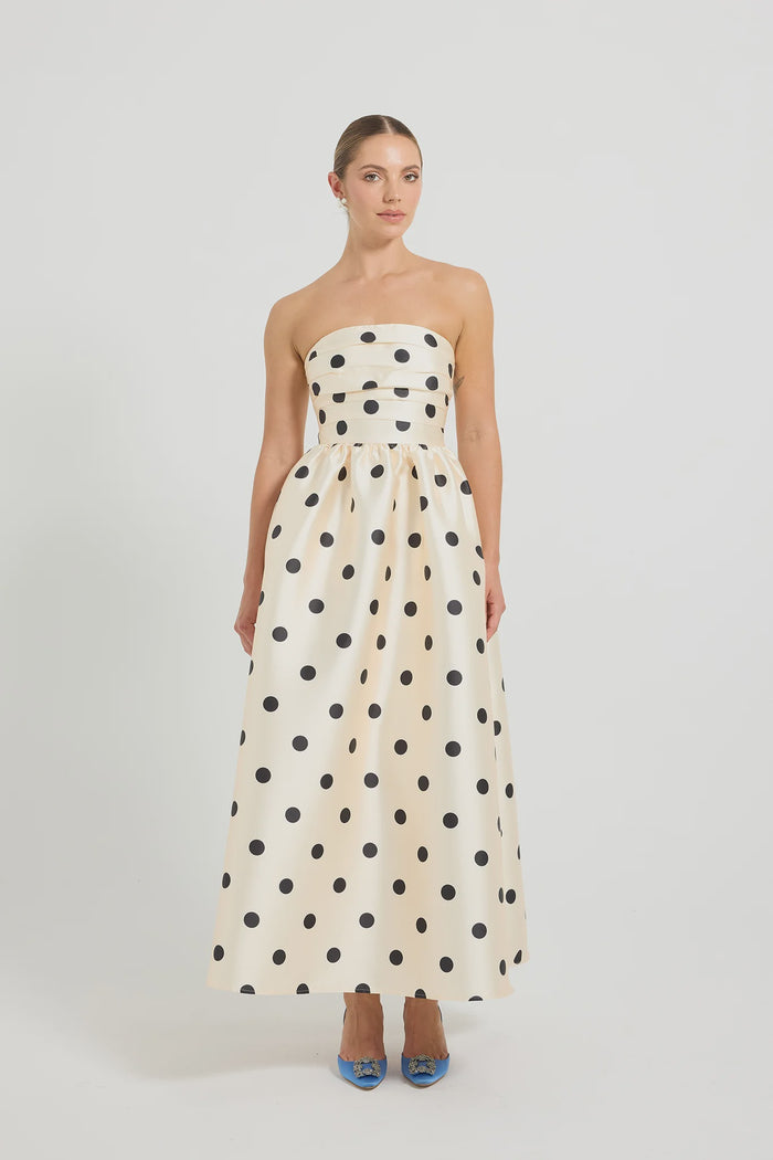 Dottie Strapless Midi - Cream/Black