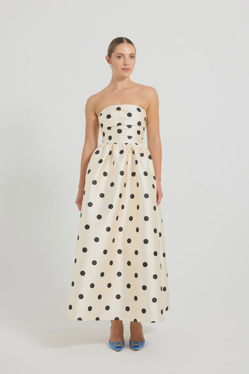 Dottie Strapless Midi - Cream/Black