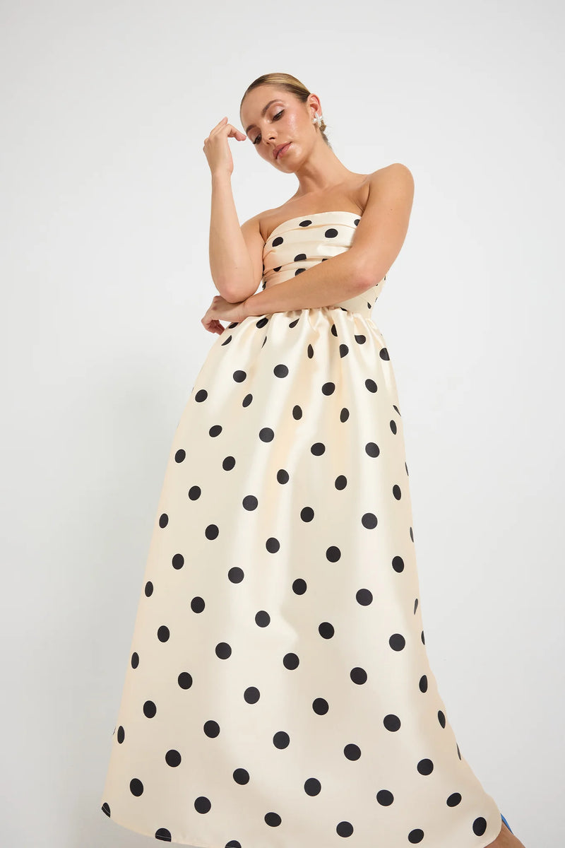 Dottie Strapless Midi - Cream/Black
