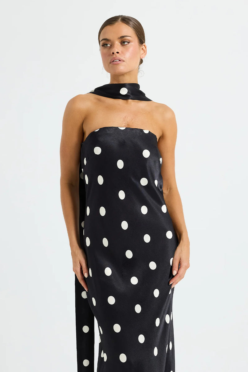 Spottie Strapless Maxi - Black/Cream