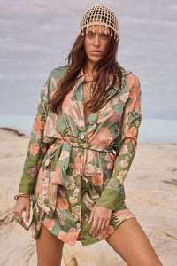Floridian Shirt Dress - Sage