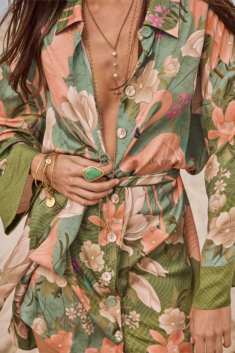 Floridian Shirt Dress - Sage