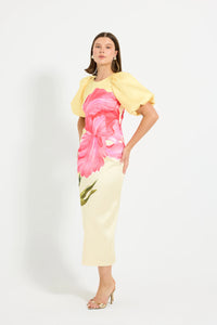 Wildbloom Sleeve Midi - Lemon