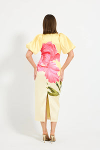 Wildbloom Sleeve Midi - Lemon