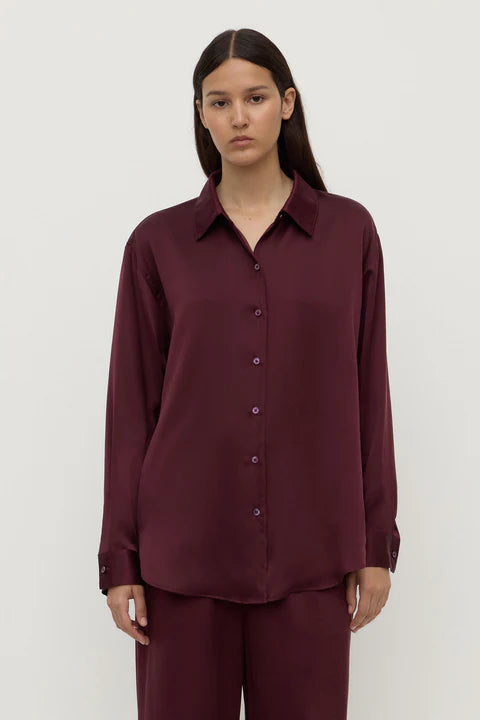Pippa Silk Long Sleeve Shirt Merlot