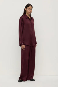 Pippa Silk Long Sleeve Shirt Merlot