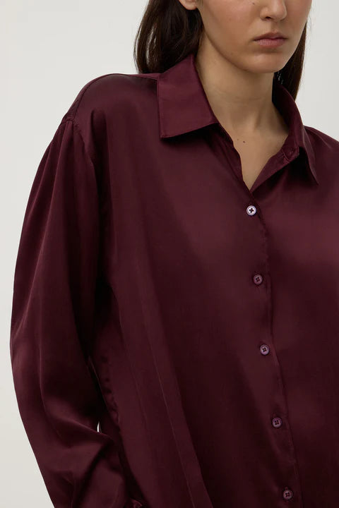 Pippa Silk Long Sleeve Shirt Merlot