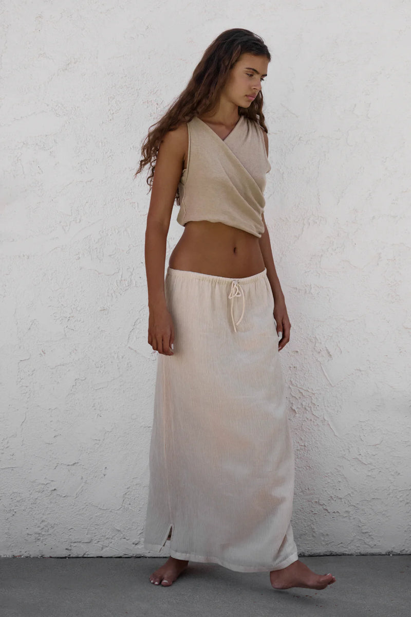 Textured Maxi Skirt - Stone